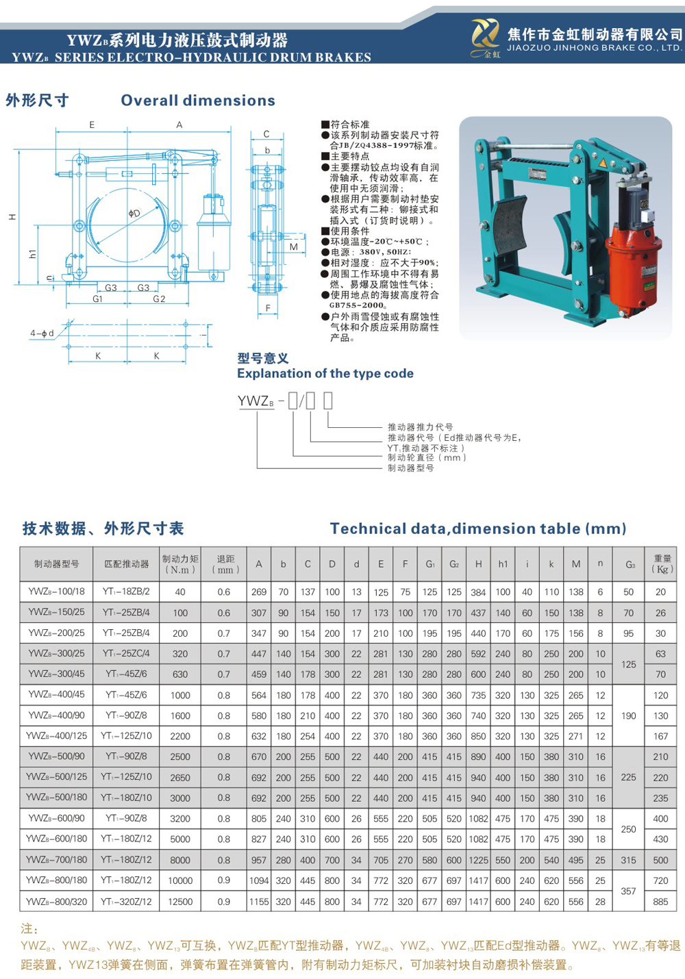 YWZB系列電力液壓塊式制動(dòng)器1